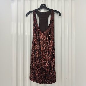 Brown sequin racer back dress